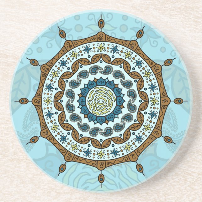 Mehndi Fantasy Koppar Sandstens Coaster Underlägg Sandsten (Framsidan)