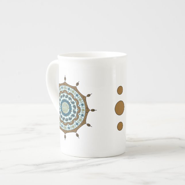 Mehndi Fantasy Koppar Specialmugg Benporslin Mugg (Framsida vänster)