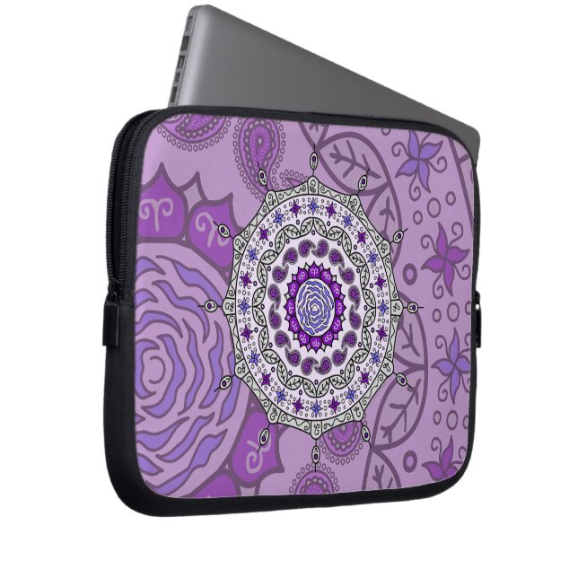 Mehndi Fantasy Silver Bärfall för Bärbar Dator Laptop Sleeve (Framsidan Höger)