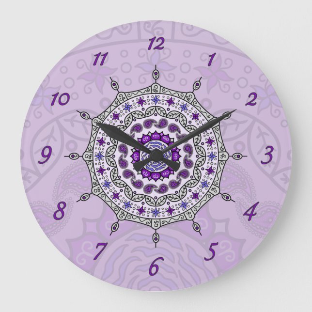 Mehndi Fantasy Silver Clock Stor Klocka (Framsida)