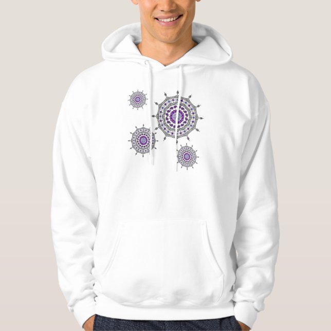 Mehndi Fantasy Silver Herr Lätt Skjorta Sweatshirt Med Luva (Framsida)