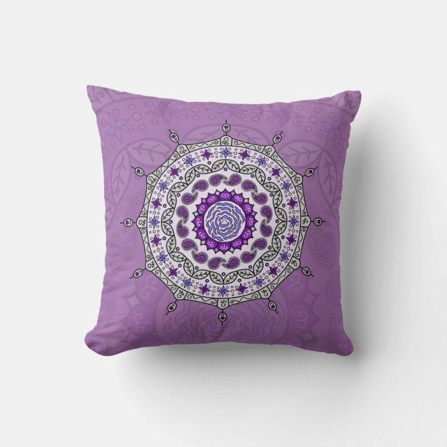 Mehndi Fantasy Silver Pillow Kudde (Framsida)
