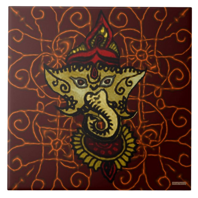 Mehndi Ganesha Kakelplatta (Framsidan)
