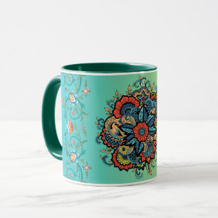 Mehndi Grönt Blommigt Art, Infinite Splendor Mugg