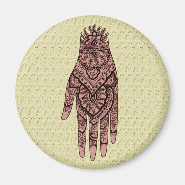 Mehndi Hand Tattoo Art Design Magnet (Framsidan)
