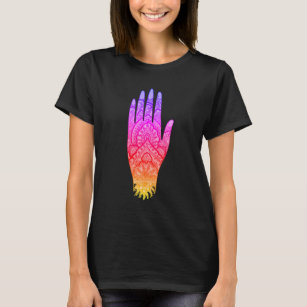 Mehndi Hand Tattoo Art Design Rainbow T Shirt