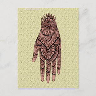 Mehndi Hand Tattoo Art Design-vykort Vykort