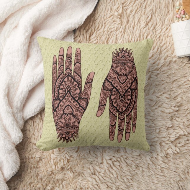 Mehndi Hand Tattoo Art Kudde (Filt)