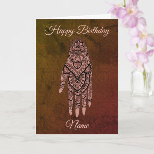 Mehndi Hand Tattoo Art Personlig Birthday Kort