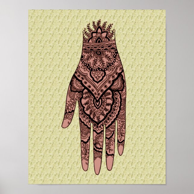 Mehndi Hand Tattoo Art Poster (Framsidan)