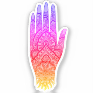 Mehndi Hand Tattoo Art Rainbow Klistermärken