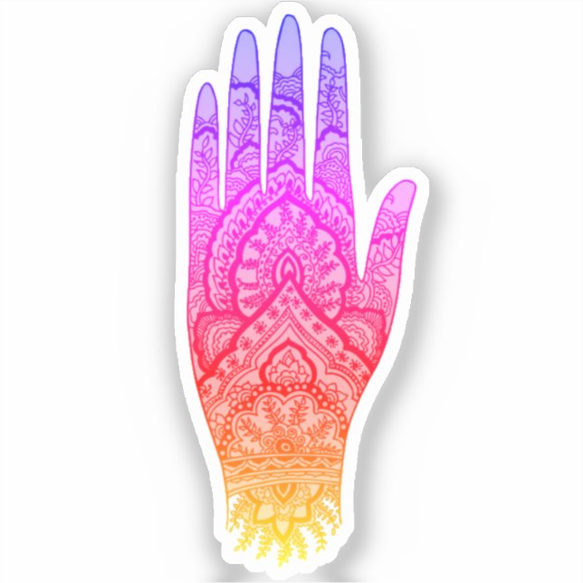Mehndi Hand Tattoo Art Rainbow Klistermärken (Framsida)