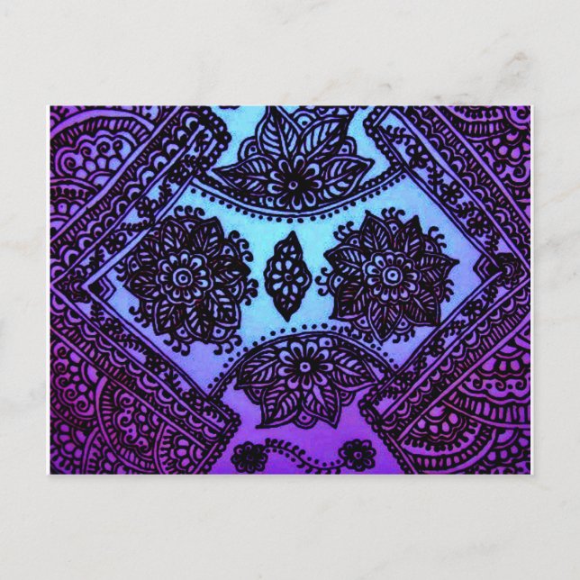 Mehndi Henna Blue Mix Vykort (Framsida)