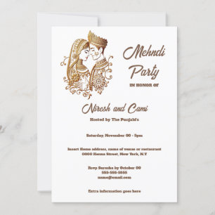 Mehndi Henna bride groom möhippa par blank Inbjudningar