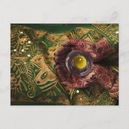 Mehndi Henna Grönt Candle Light Firande Meddelande Vykort