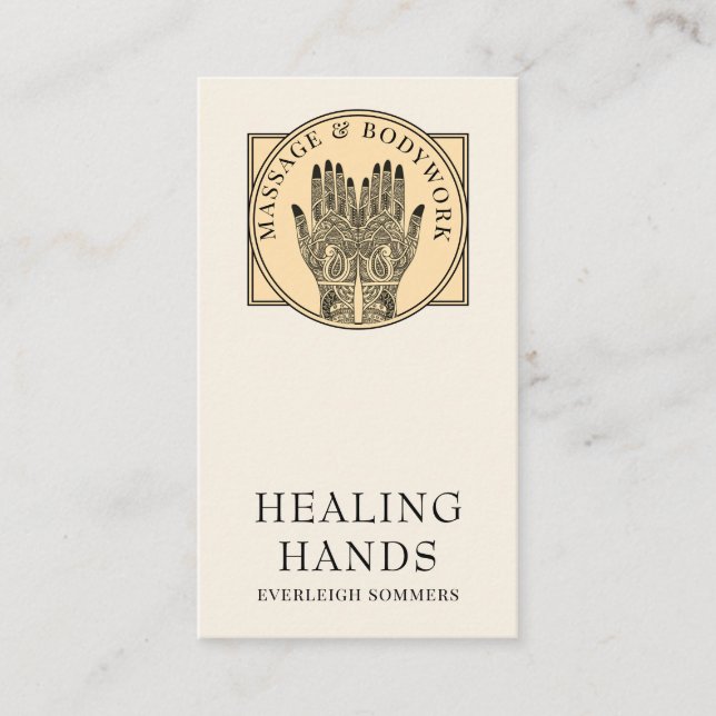 Mehndi Henna-massage lagning av konst Händer Visitkort (Framsida)