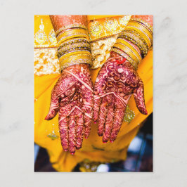 Mehndi Henna Röd Gul Firande Tradition Meddelande Vykort