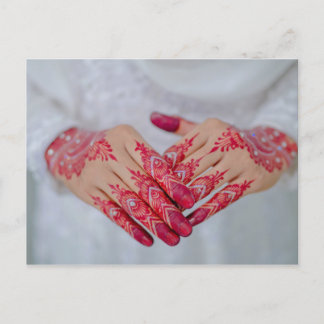 Mehndi Henna Röd Vit Firande Meddelande Vykort