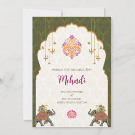 Mehndi-inbjudan Digitala indiska bröllopsinbjudnin Inbjudningar