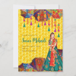 Mehndi-inbjudningar & Henna-natt inbjudan Mehandi