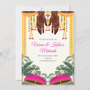 Mehndi-inbjudningar som Digital Dholki-inbjudan Inbjudningar