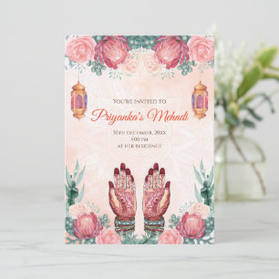 Mehndi inbjudningskort & Henna Party inbjudningsko