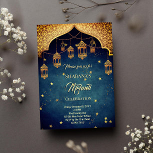 Mehndi Indian Arabian Moroccan design stjärnnatt Inbjudningar