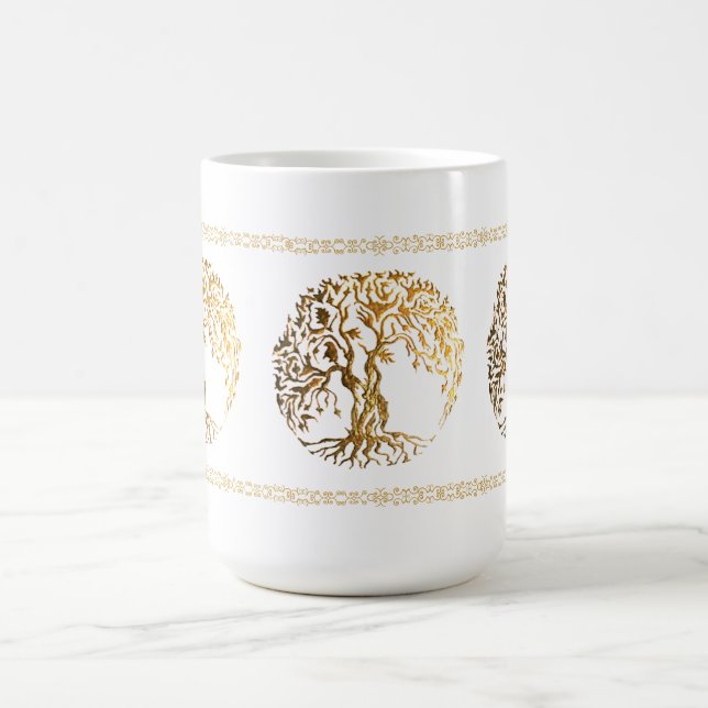 Mehndi Livets träd (Guld) Kaffemugg (Center)