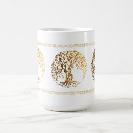 Mehndi Livets träd (Guld) Kaffemugg