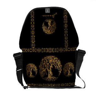 Mehndi Livets träd (Guld) Messenger Bag