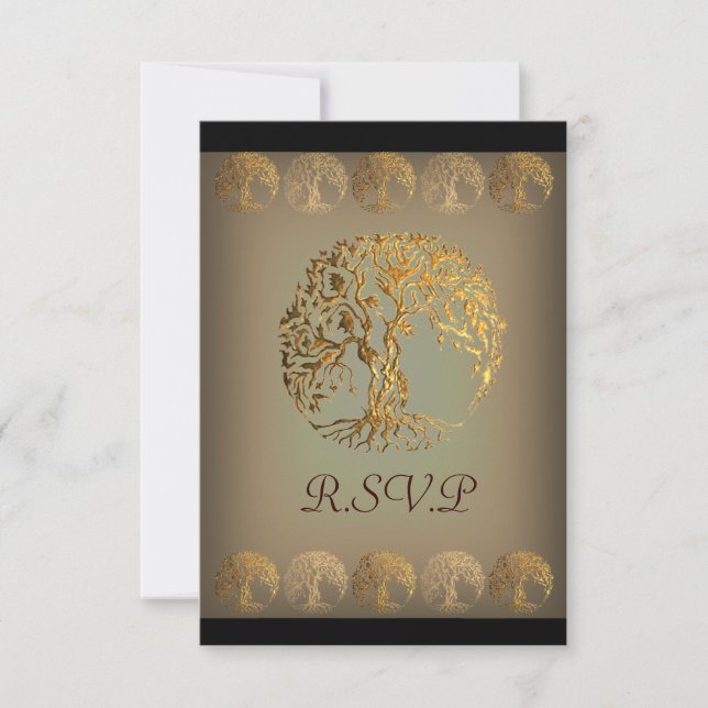 Mehndi Livets träd (Guld) OSA Kort (Framsida)