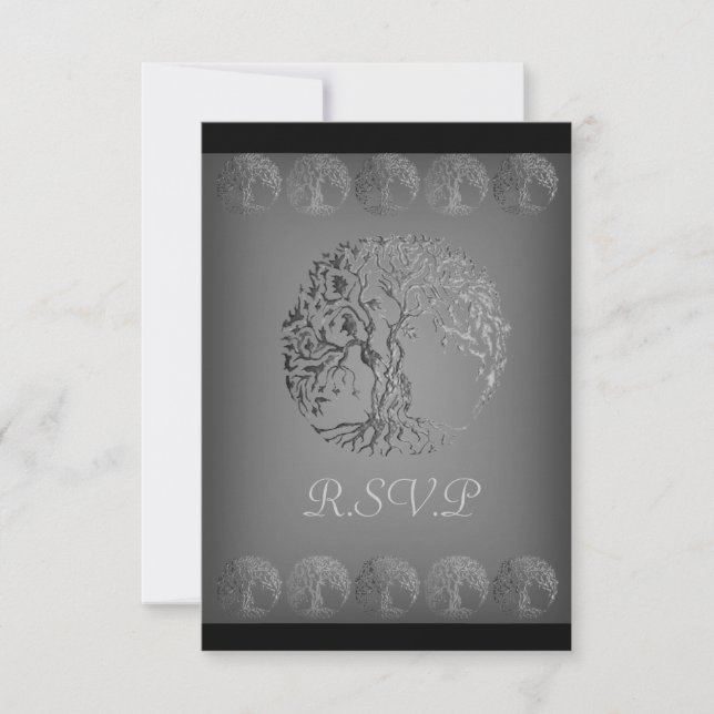 Mehndi Livets träd (Henna) (Silver) OSA Kort (Framsida)