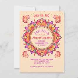 Mehndi Mandala Night Party Rosa Guld Inbjudningar