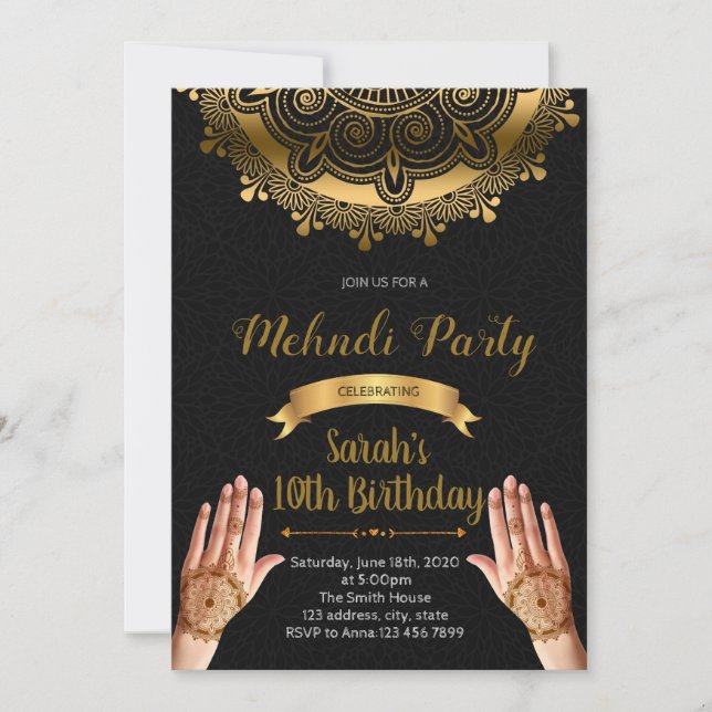 Mehndi partyinbjudan inbjudningar (Framsida)