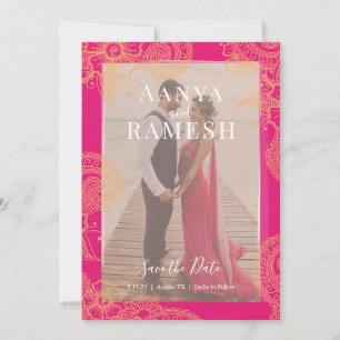 Mehndi Photo Bröllop spara datum Inbjudningar