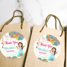 Mehndi rosa blå söt indisk flicka tack för favor