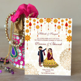 Mehndi sangeet inbjudan dans sött indiskt par