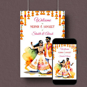 Mehndi Sangeet indisk möhippa - välkomsttecken Poster