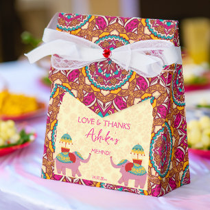 Mehndi söt indisk bröllop elephants rosa presentaskar