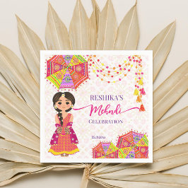 Mehndi söta indianska bridparaplyer pappersservett