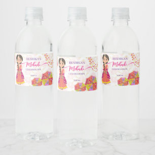 Mehndi söta indianska bridparaplyer vattenflaskor etikett