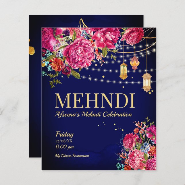 Mehndi Starry night Arabian lanternan blommigt Inv (Fram/baksida)