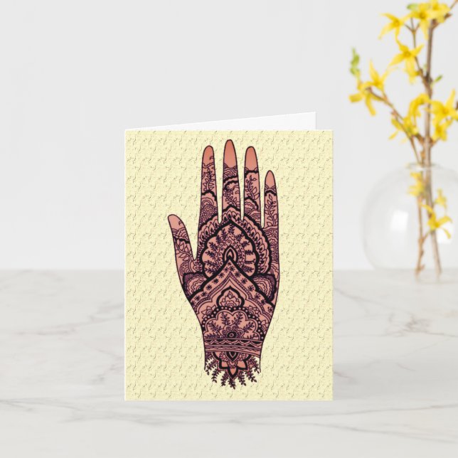 Mehndi Tattoo Art Design Blankt anteckningskort (Gul blomma)