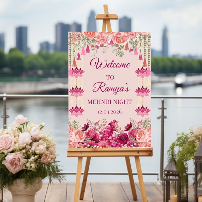 mehndi välkomstskylt, indisk bröllopsskyllt, mendh poster (Skapare uppladdad)