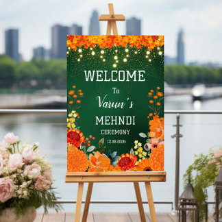 mehndi välkomstskylt, indisk bröllopsskyllt, mendh poster