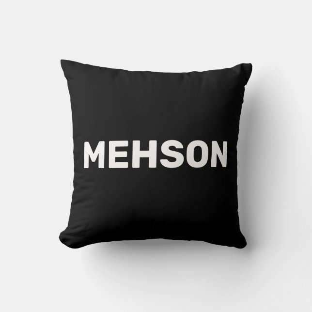 ’MEHSON’ | Virgin Islands Slang White Text, Black Kudde (Framsida)