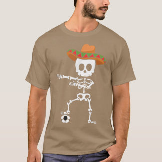 Meican Hat Skeleton Soccer Cinco De Mayo T Shirt