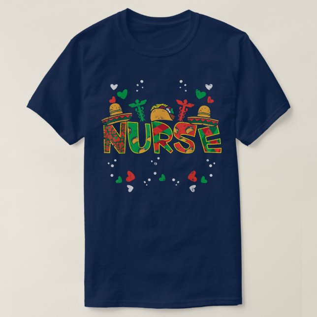 Meican Nurse Cinco De Mayo Nurse Women SCrub Top R T Shirt (Design framsida)