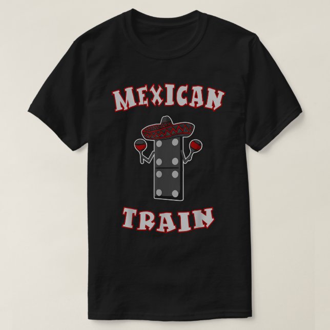 Meican Tåg Dominoes Funny  T Shirt (Design framsida)