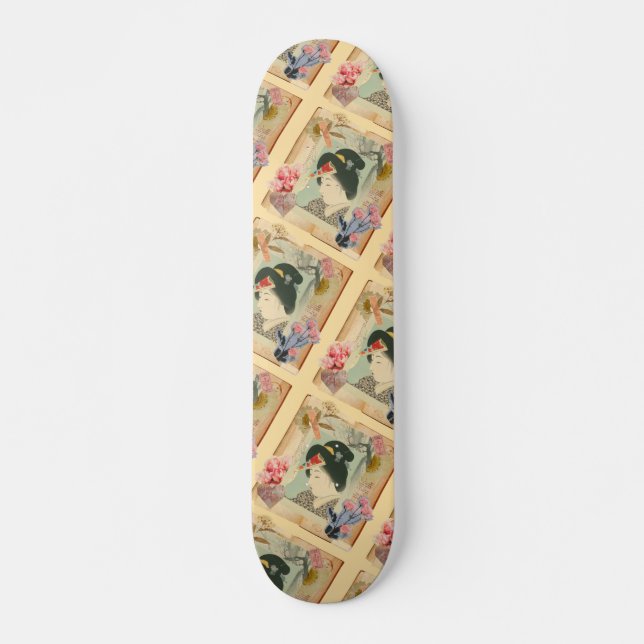 Meiji Era Beauty: Ukiyo-e – Traditional Japanese  Mini Skateboard Bräda 18,5 Cm (Framsida)